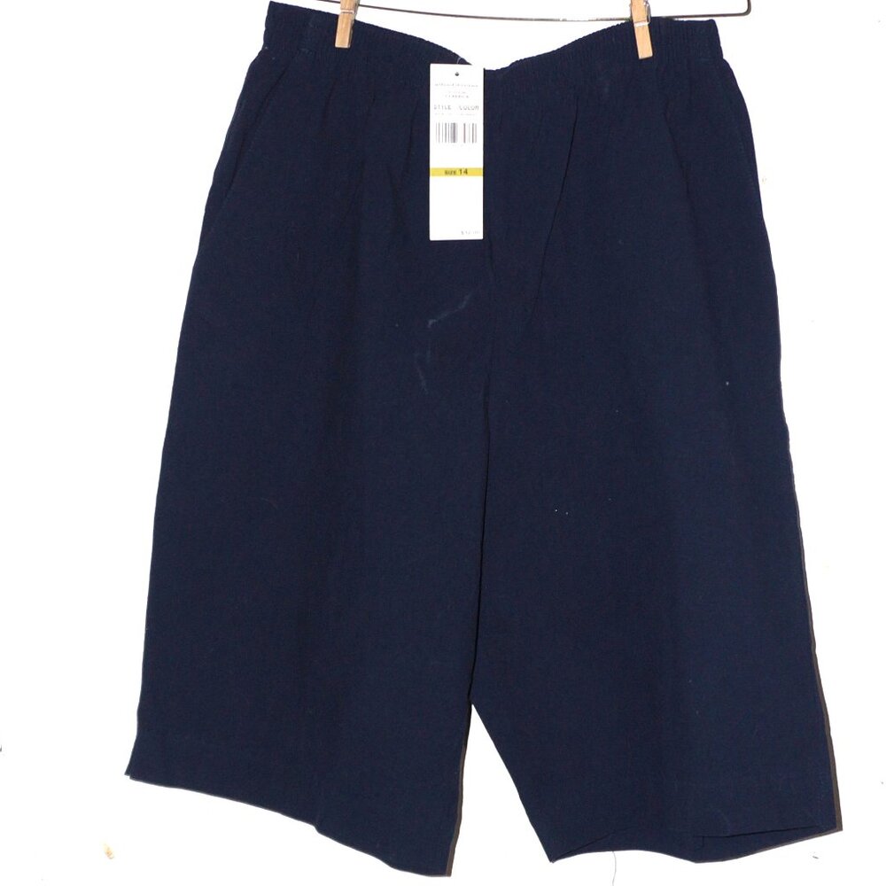 ALFRED DUNNER NAVY BLUE CULOTTES SIZE 14 NWT